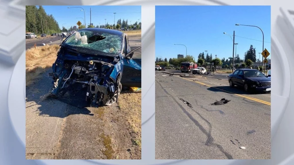 Passed out couple wakes up, rams patrol car before causing 4-car crash in Spanaway, police say
