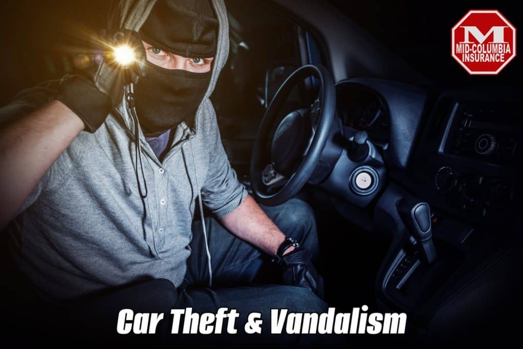 Car Thief with Flashlight Inside Stolen Car at Night