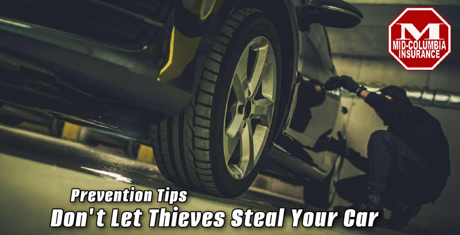 Dont Let Thieves Steal Your Ride Prevention Tips - Car Thief Trying to Get Access to Vehicle on Public Parking. Car Theft.