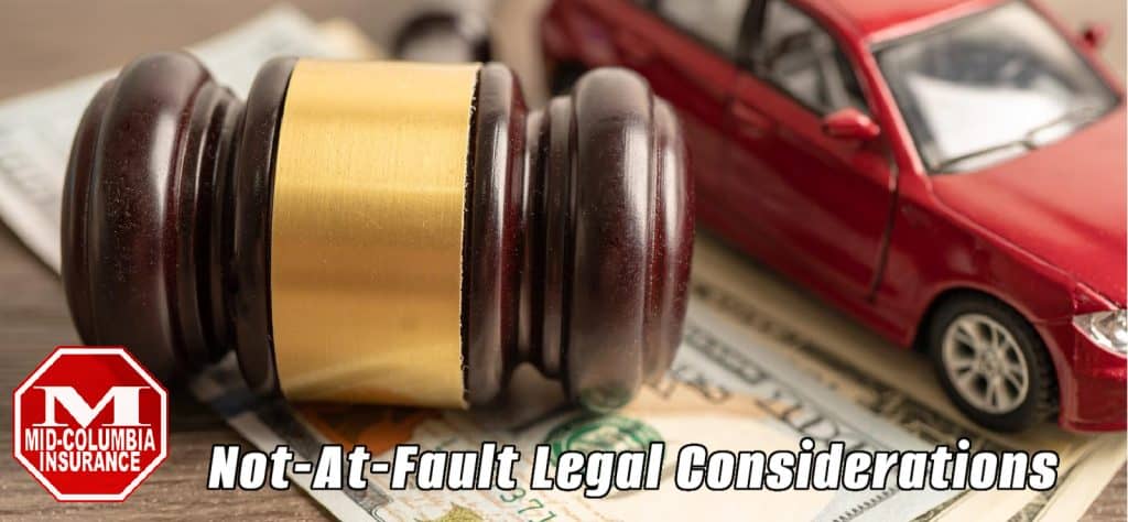 Not At Fault Legal Considerations - Gavel for judge lawyer with car on US dollar money banknotes