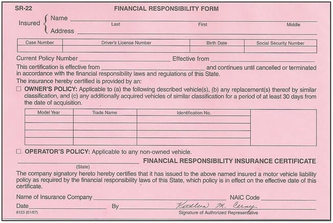 SR-22 Insurance Filing Washington