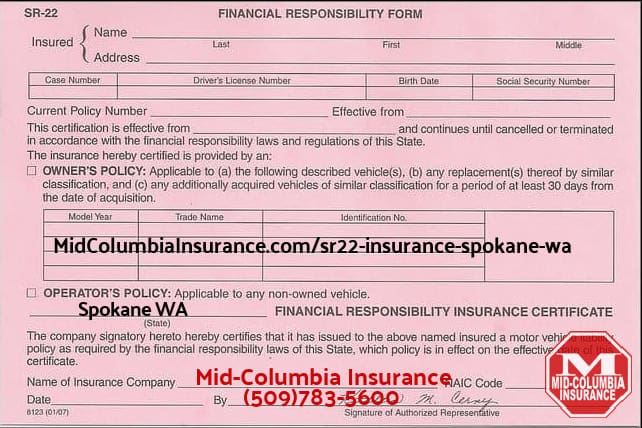 Spokane Sr-22 Filing Pink Form