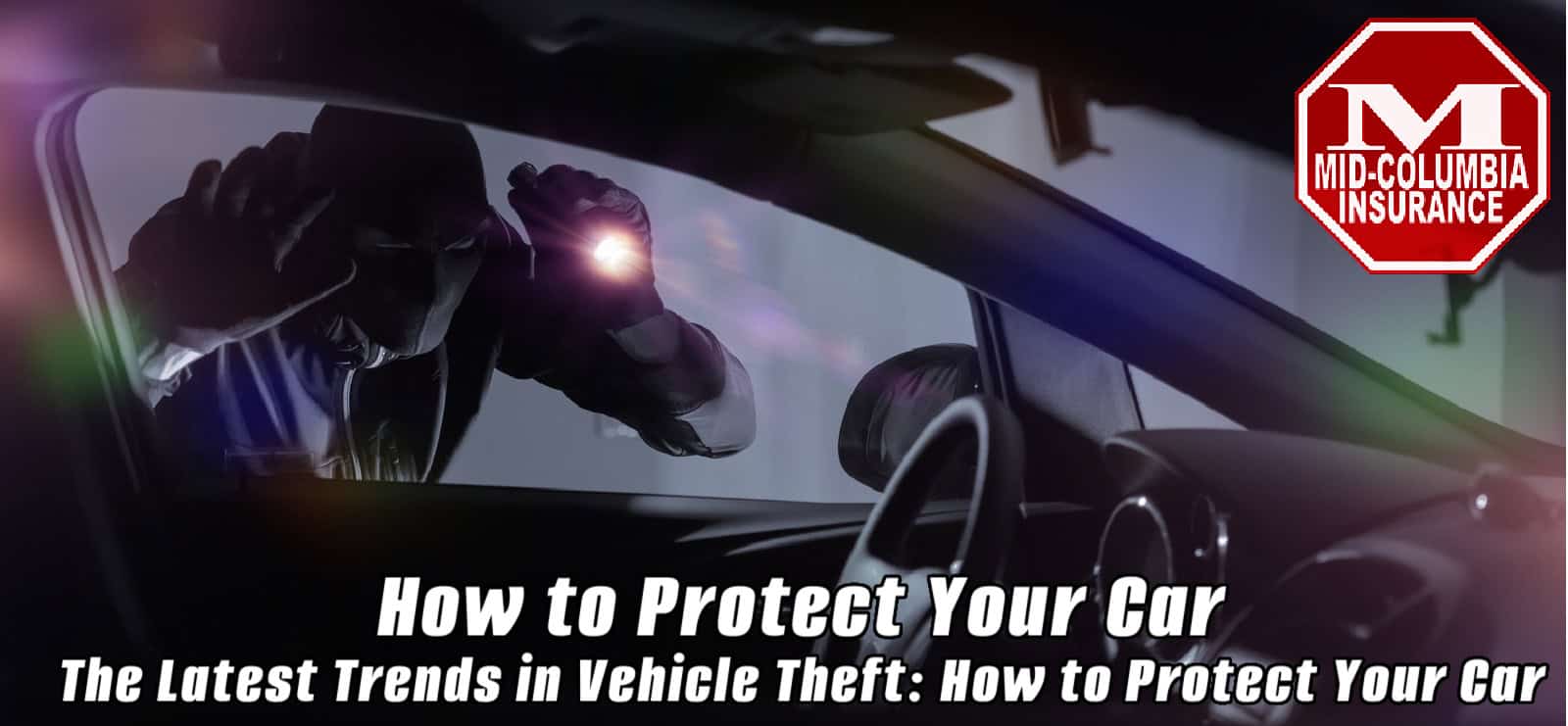 The Latest Trends In Vehicle Theft How To Protect Your Car - Car Robber with Flashlight Looking Inside the Car. Car Security