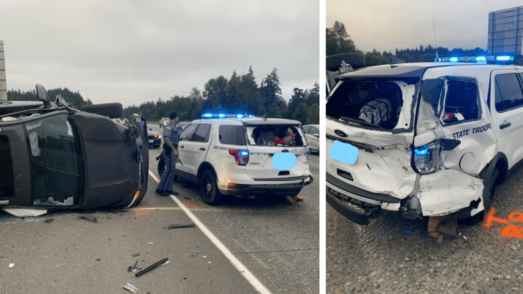 Woman arrested for DUI after crashing into state patrol vehicle on I-5 – KIRO 7 News Seattle