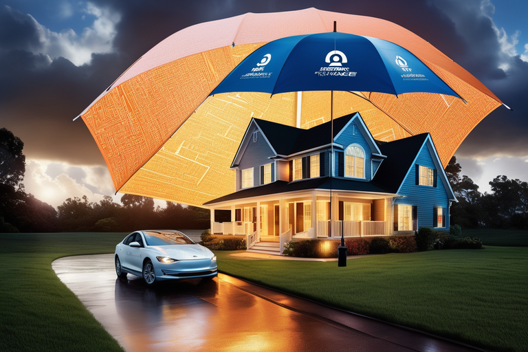 house and car under a protective umbrella